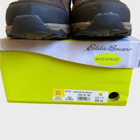 NWB Eddie Bauer Lake Union Lux Men's Leather Waterproof Hiking Shoes 8.5 Brown